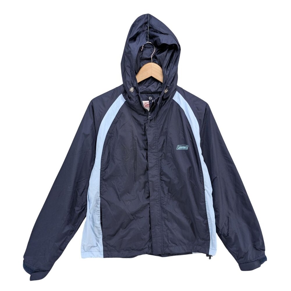 Coleman Rain Jacket Womens Navy Blue Nylon Hooded Full Zip Waterproof Size S/M